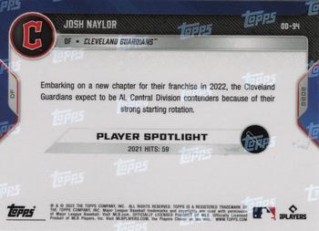2022 Topps Now Road to Opening Day Cleveland Guardians #OD-94 Josh Naylor Back