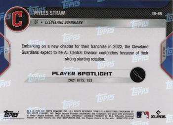 2022 Topps Now Road to Opening Day Cleveland Guardians #OD-99 Myles Straw Back
