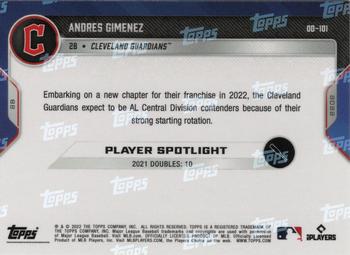 2022 Topps Now Road to Opening Day Cleveland Guardians #OD-101 Andres Gimenez Back