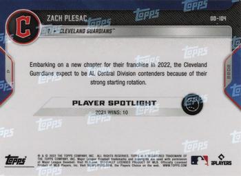2022 Topps Now Road to Opening Day Cleveland Guardians #OD-104 Zach Plesac Back