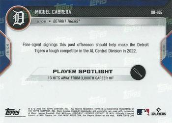 2022 Topps Now Road to Opening Day Detroit Tigers #OD-106 Miguel Cabrera Back