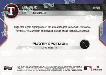 2022 Topps Now Road to Opening Day Texas Rangers #OD-218 Nick Solak Back