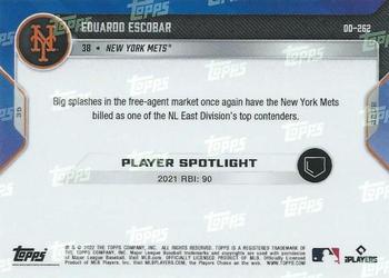2022 Topps Now Road to Opening Day New York Mets #OD-262 Eduardo Escobar Back