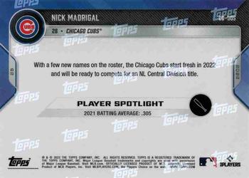 2022 Topps Now Road to Opening Day Chicago Cubs #OD-305 Nick Madrigal Back