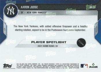 2022 Topps Now Road to Opening Day New York Yankees #OD-31 Aaron Judge Back