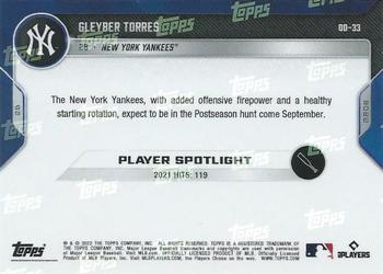 2022 Topps Now Road to Opening Day New York Yankees #OD-33 Gleyber Torres Back