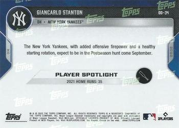 2022 Topps Now Road to Opening Day New York Yankees #OD-34 Giancarlo Stanton Back