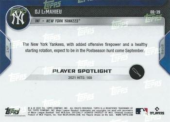 2022 Topps Now Road to Opening Day New York Yankees #OD-39 DJ LeMahieu Back