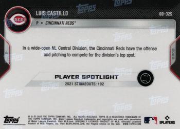 2022 Topps Now Road to Opening Day Cincinnati Reds #OD-325 Luis Castillo Back