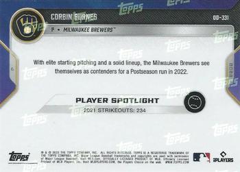 2022 Topps Now Road to Opening Day Milwaukee Brewers #OD-331 Corbin Burnes Back