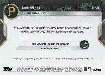 2022 Topps Now Road to Opening Day Pittsburgh Pirates #OD-360 David Bednar Back