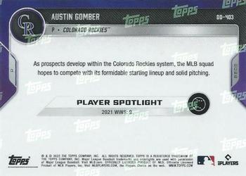 2022 Topps Now Road to Opening Day Colorado Rockies #OD-403 Austin Gomber Back