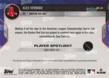 2022 Topps Now Road to Opening Day Boston Red Sox #OD-22 Alex Verdugo Back