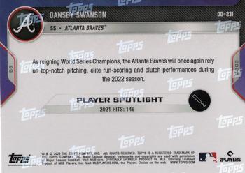 2022 Topps Now Road to Opening Day Atlanta Braves #OD-231 Dansby Swanson Back