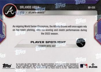 2022 Topps Now Road to Opening Day Atlanta Braves #OD-232 Orlando Arcia Back