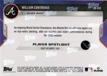 2022 Topps Now Road to Opening Day Atlanta Braves #OD-233 William Contreras Back