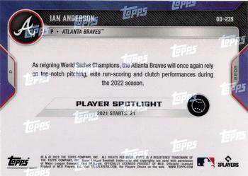 2022 Topps Now Road to Opening Day Atlanta Braves #OD-239 Ian Anderson Back