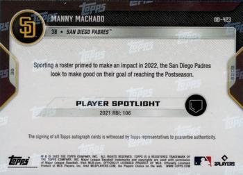 2022 Topps Now Road to Opening Day San Diego Padres #OD-423 Manny Machado Back