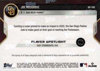 2022 Topps Now Road to Opening Day San Diego Padres #OD-430 Joe Musgrove Back