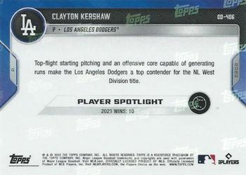 2022 Topps Now Road to Opening Day Los Angeles Dodgers #OD-406 Clayton Kershaw Back