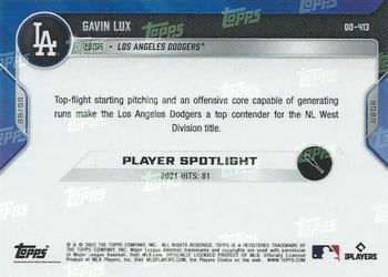 2022 Topps Now Road to Opening Day Los Angeles Dodgers #OD-413 Gavin Lux Back