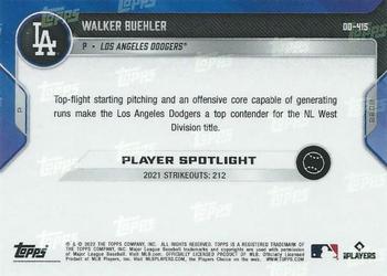 2022 Topps Now Road to Opening Day Los Angeles Dodgers #OD-415 Walker Buehler Back