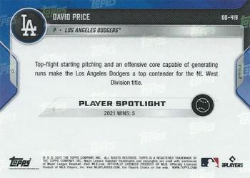 2022 Topps Now Road to Opening Day Los Angeles Dodgers #OD-419 David Price Back
