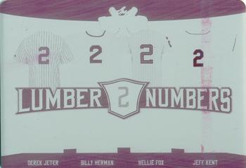 2021 Leaf Lumber - Lumber Numbers Relics Printing Plates Magenta #LN-02 Derek Jeter / Billy Herman / Nellie Fox / Jeff Kent Front