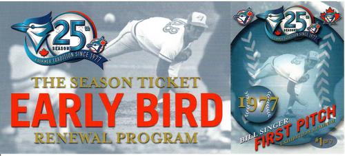2000 Toronto Blue Jays Season Ticket Early Bird Renewal Program #1 Bill Singer Front
