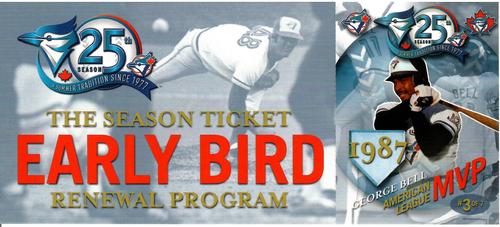 2000 Toronto Blue Jays Season Ticket Early Bird Renewal Program #3 George Bell Front