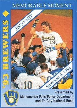 1993 Milwaukee Brewers Police - Menomonee Falls Police Department and Tri City National Bank #NNO Robin Yount Front