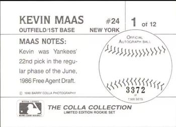 1990 The Colla Collection Limited Edition Kevin Maas #1 Kevin Maas Back