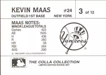 1990 The Colla Collection Limited Edition Kevin Maas #3 Kevin Maas Back