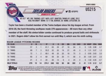 2021 Topps Chrome Update Sapphire Edition #US215 Taylor Rogers Back