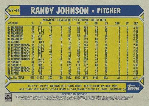 2022 Topps 1987 Topps Baseball 35th Anniversary (Series One) 5x7 #T87-44 Randy Johnson Back