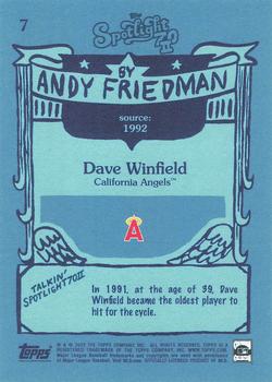 2022 Topps Spotlight 70 II by Andy Friedman #7 Dave Winfield Back