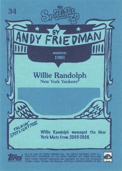 2022 Topps Spotlight 70 II by Andy Friedman #34 Willie Randolph Back
