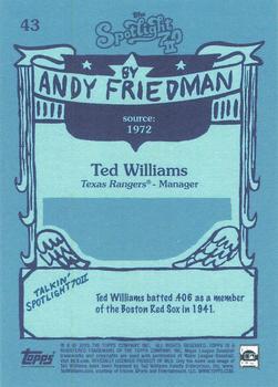 2022 Topps Spotlight 70 II by Andy Friedman #43 Ted Williams Back