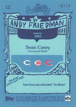 2022 Topps Spotlight 70 II by Andy Friedman - Spotlight70 Stamp #12 Sean Casey Back