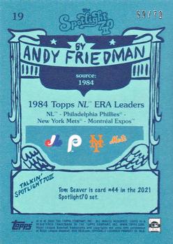 2022 Topps Spotlight 70 II by Andy Friedman - Spotlight70 Stamp #19 1984 Topps NL ERA Leaders (Steve Carlton / Tom Seaver / Steve Rogers) Back