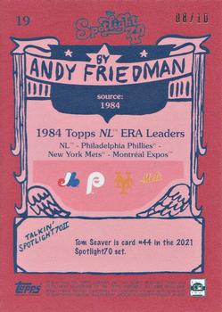 2022 Topps Spotlight 70 II by Andy Friedman - Red Back #19 1984 Topps NL ERA Leaders (Steve Carlton / Tom Seaver / Steve Rogers) Back