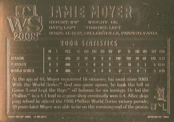 2008 Danbury Mint Philadelphia Phillies 2008 World Series Champions 22kt Gold #NNO Jamie Moyer Back