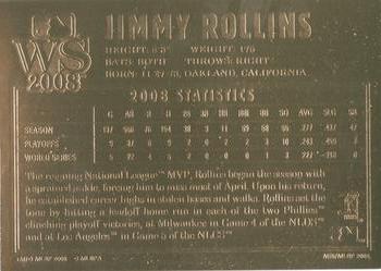 2008 Danbury Mint Philadelphia Phillies 2008 World Series Champions 22kt Gold #NNO Jimmy Rollins Back