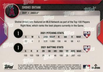 2022 Topps Now MLB Network's Top 100 #T-1 Shohei Ohtani Back