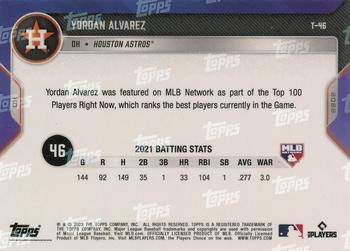 2022 Topps Now MLB Network's Top 100 #T-46 Yordan Alvarez Back
