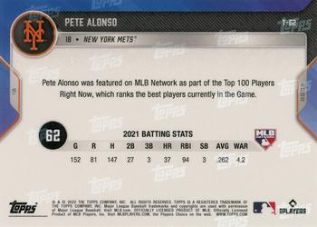 2022 Topps Now MLB Network's Top 100 #T-62 Pete Alonso Back