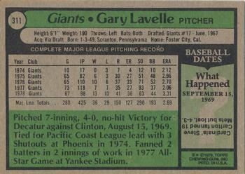 2017 Topps - Rediscover Topps 1979 Topps Stamped Buybacks Blue #311 Gary Lavelle Back