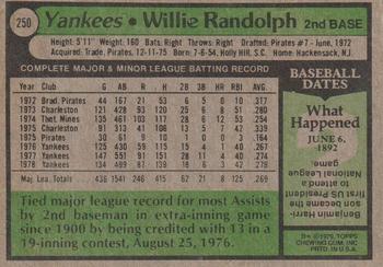 2017 Topps - Rediscover Topps 1979 Topps Stamped Buybacks Blue #250 Willie Randolph Back