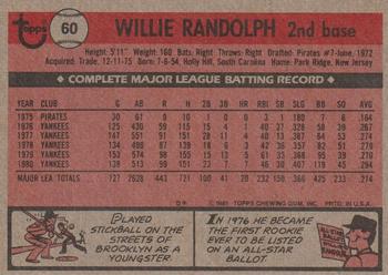 2017 Topps - Rediscover Topps 1981 Topps Stamped Buybacks Blue #60 Willie Randolph Back