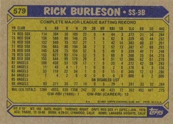 2017 Topps - Rediscover Topps 1987 Topps Stamped Buybacks Blue #579 Rick Burleson Back